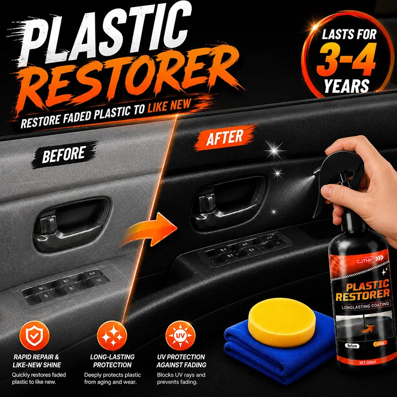 Car Plastic Restorer Leather Rubber Restore Back To Black Gloss Plastic Renovator Longlasting Coating Wax Polish Cleaning Liquid