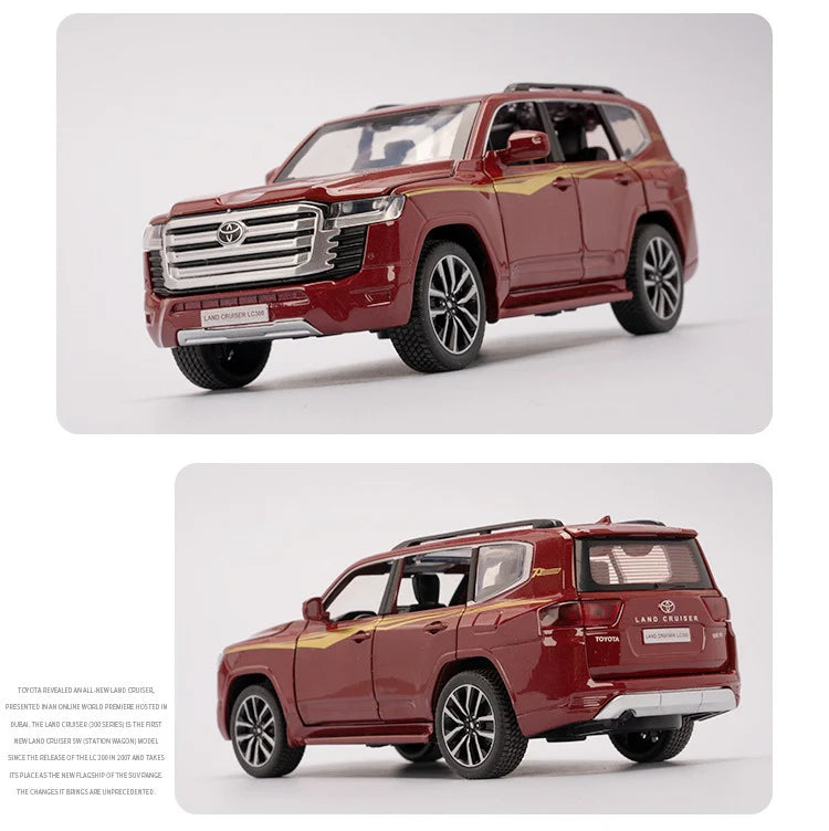1/32 Toyota Land Cruiser LC300 Prado SUV Alloy Car Model Diecast Metal Toy Off-road Vehicles Car Model Sound and Light Kids Gift
