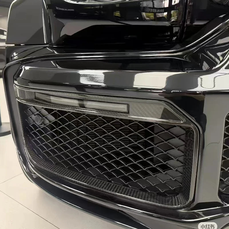 B style dry carbon Fog light cover For Mercedes-Benz W464 G-Class G63 Front Bumper Fog Vent Covers  Car Trim with LED