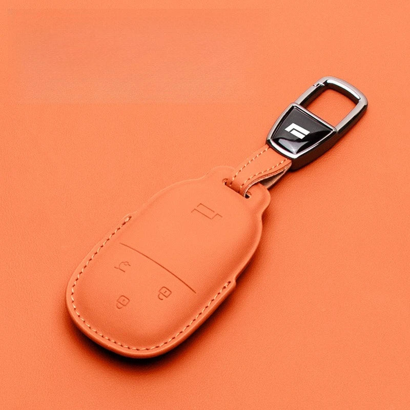 For BAIC JISHI Polestones 01 Rox 2024 2025 2026 Car Leather Key Fob Cover Remote Case Cover Car Keychain Holder Bag Accessories