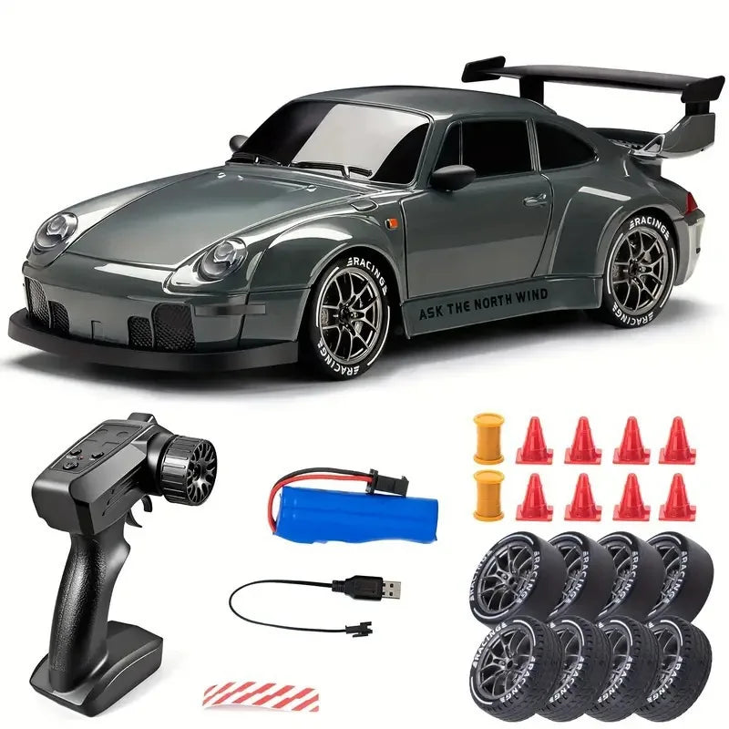 RC Drift Car 1:24 Remote Control Car for Adult 20KM/H 4WD High Speed RC Cars with LED Lights Extra Drifting Tires Vehicle Toy