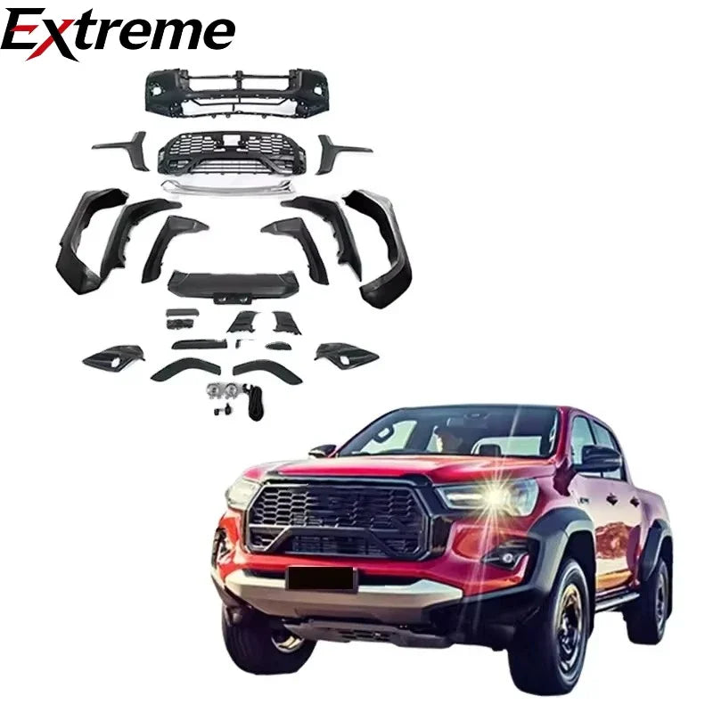 KLT High Quality Facelifts ABS Grille Black Body Kit GR Sport Conversion Car Bumper 2020-2022 Hilux Body Kit
