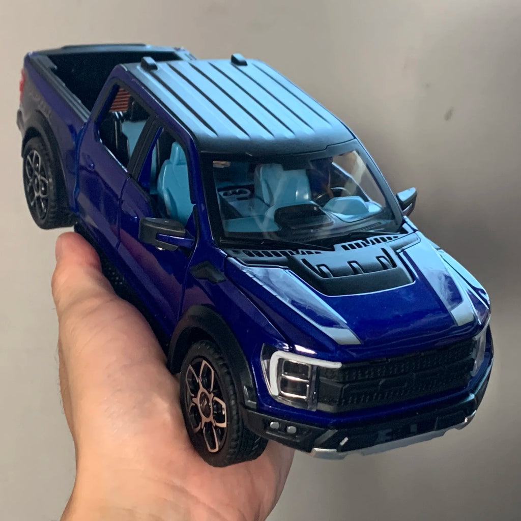 1:20 Ford Raptor F150 Pickup Truck Toy Car Model Alloy Diecast Doors Opened Pull Back Sound Light Scale Model Car Toys For Boys