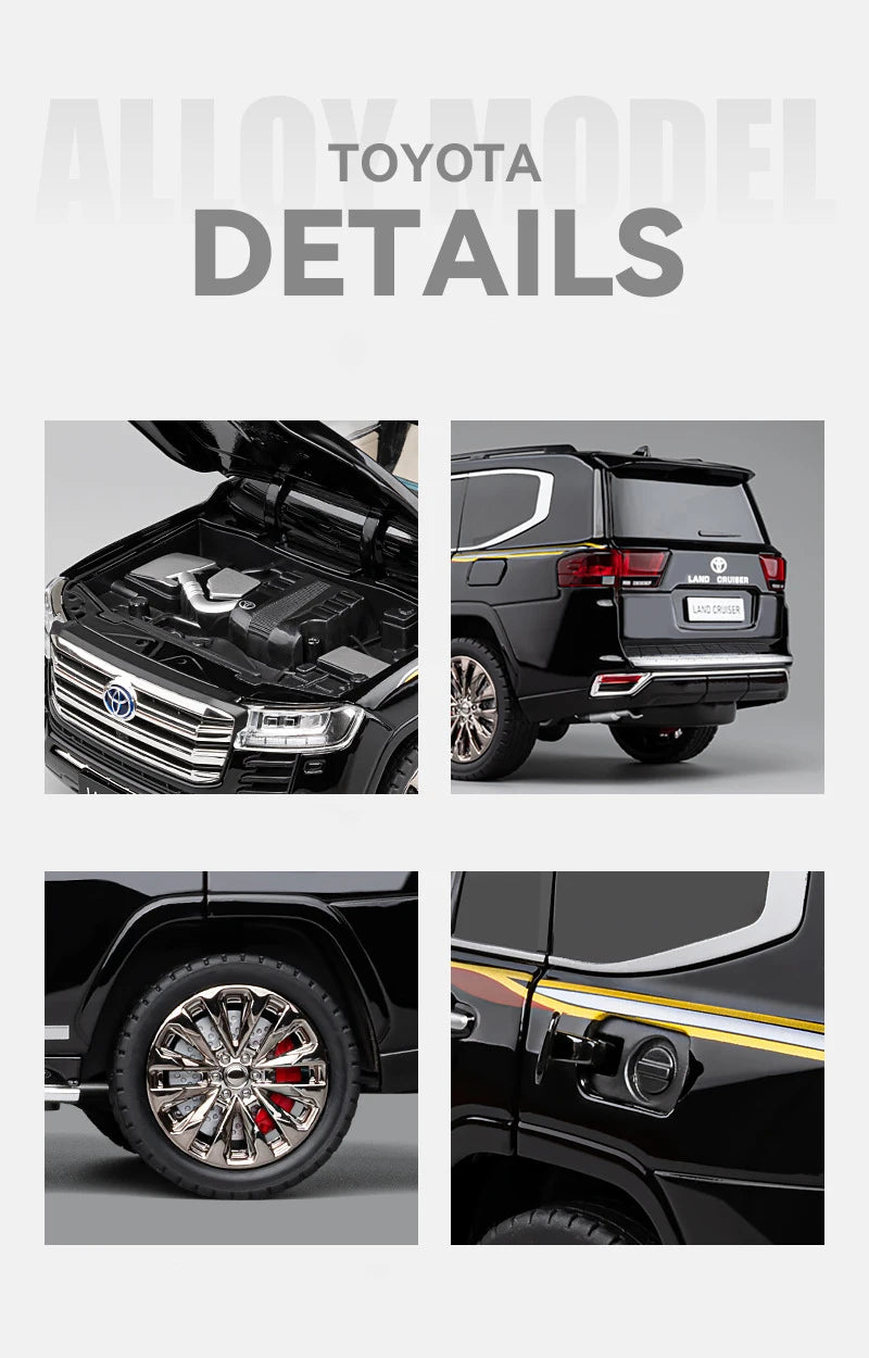 Over Size 1/18 Toyota Land Cruiser LC300 ZX Alloy Car Model Diecasts Metal Off-road Vehicles Car Model Sound Light Kids Toy Gift