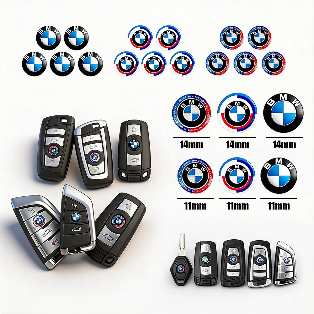 11/14mm 3D Aluminum Car Key Logo Emblem Decor Sticker Accessories For BMW E90 G80 M3 G30 M5 F82 F83 F20 F21 G42 F95 F96 G06 G07