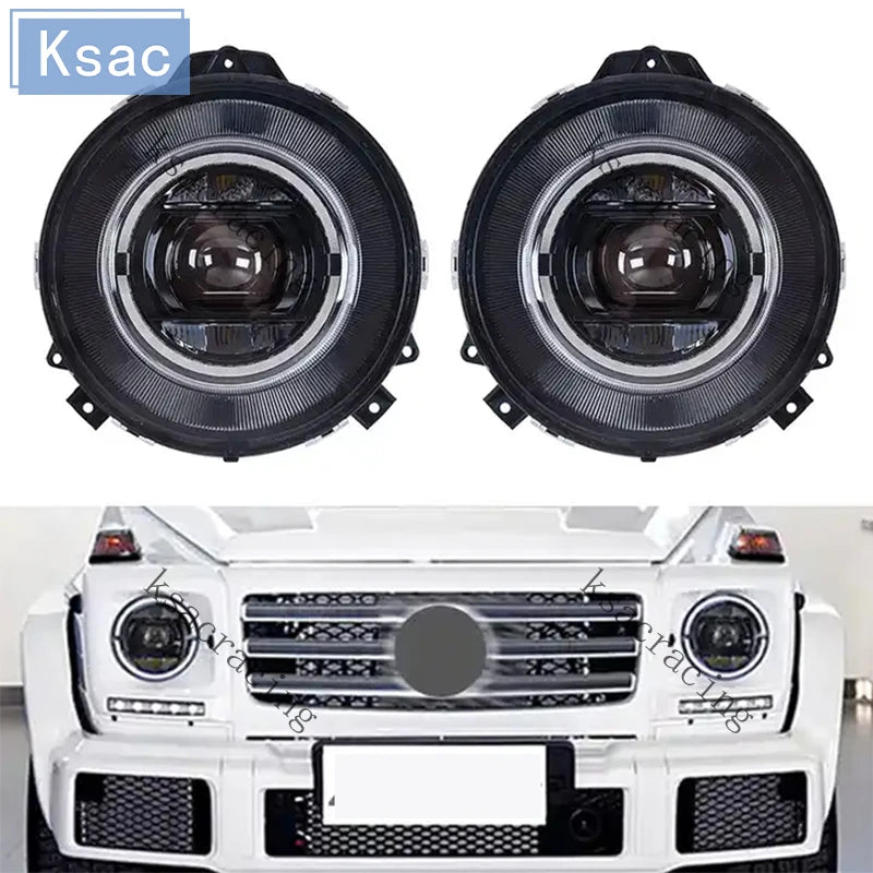W464 Style Dynamic LED For Mercedes Benz G Class W463 G63 G550 G55 G500 Black Headlight Pair 2008-2018