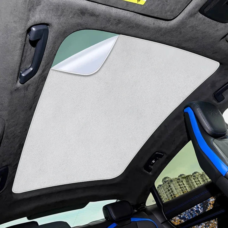 For PORSCHE Taycan 2023-Present Suede Fabric Electrostatic Adsorption Sunroof Sunshade Anti UV Heat Insulation Skylight