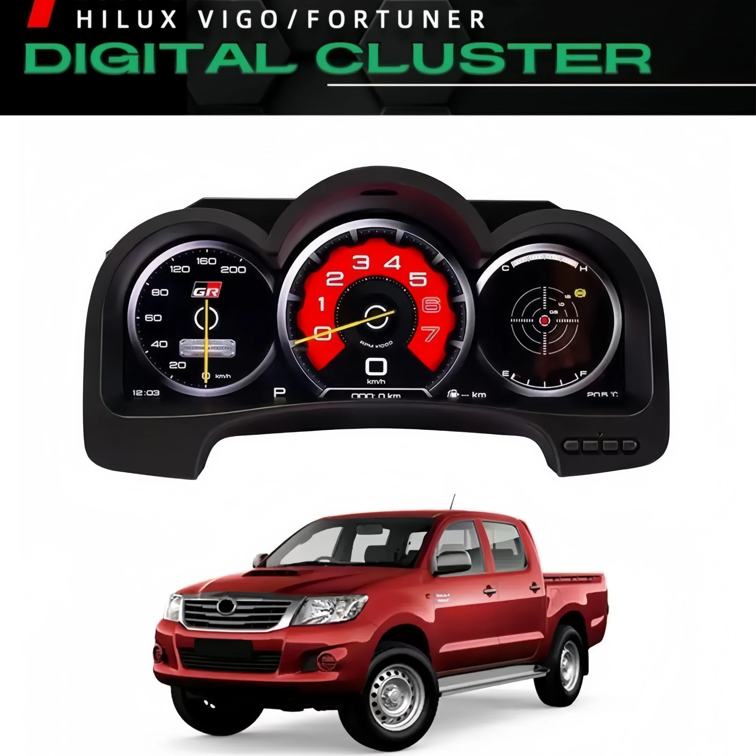 12.3 Inch LCD Car Digital Dashboard For Toyota Hilux VIGO FORTUNER 2005 2006 - 2014 2015 Years Panel Speedometer Virtual Cockpit