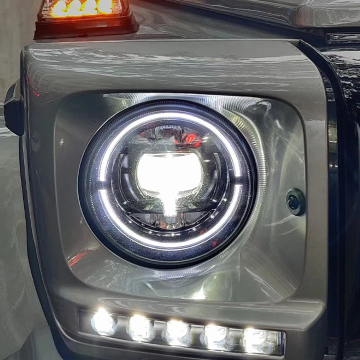 W464 Style Dynamic LED For Mercedes Benz G Class W463 G63 G550 G55 G500 Black Headlight Pair 2008-2018
