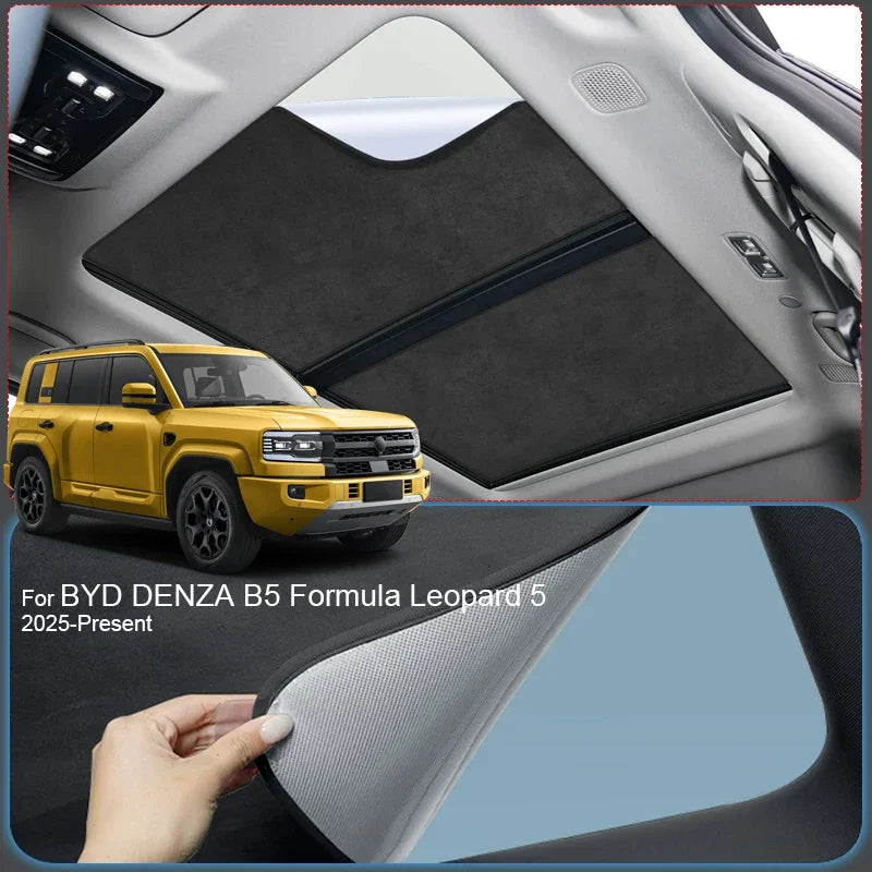 For BYD Denza B5 Formula Leopard 5 Suede Fabric Sunroof Sunshade, UV Protection Heat Insulation Electrostatic Adsorption