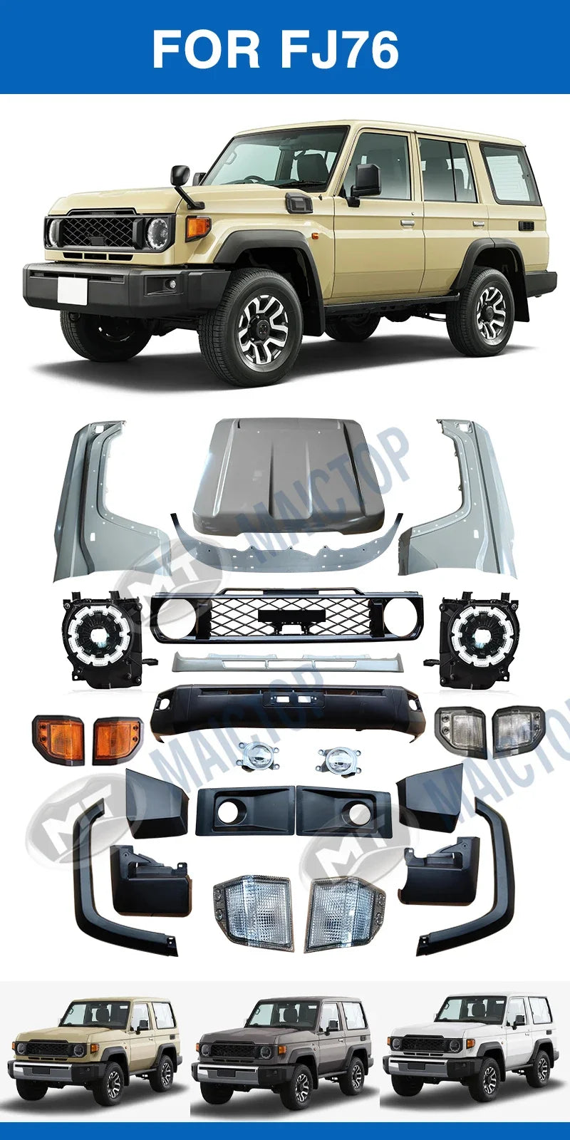 Maictop Hot Sell Auto Parts Upgr Body Kit Facelift to 2024 Model Upgr Kit for Land Cruiser 70 Series  LC79