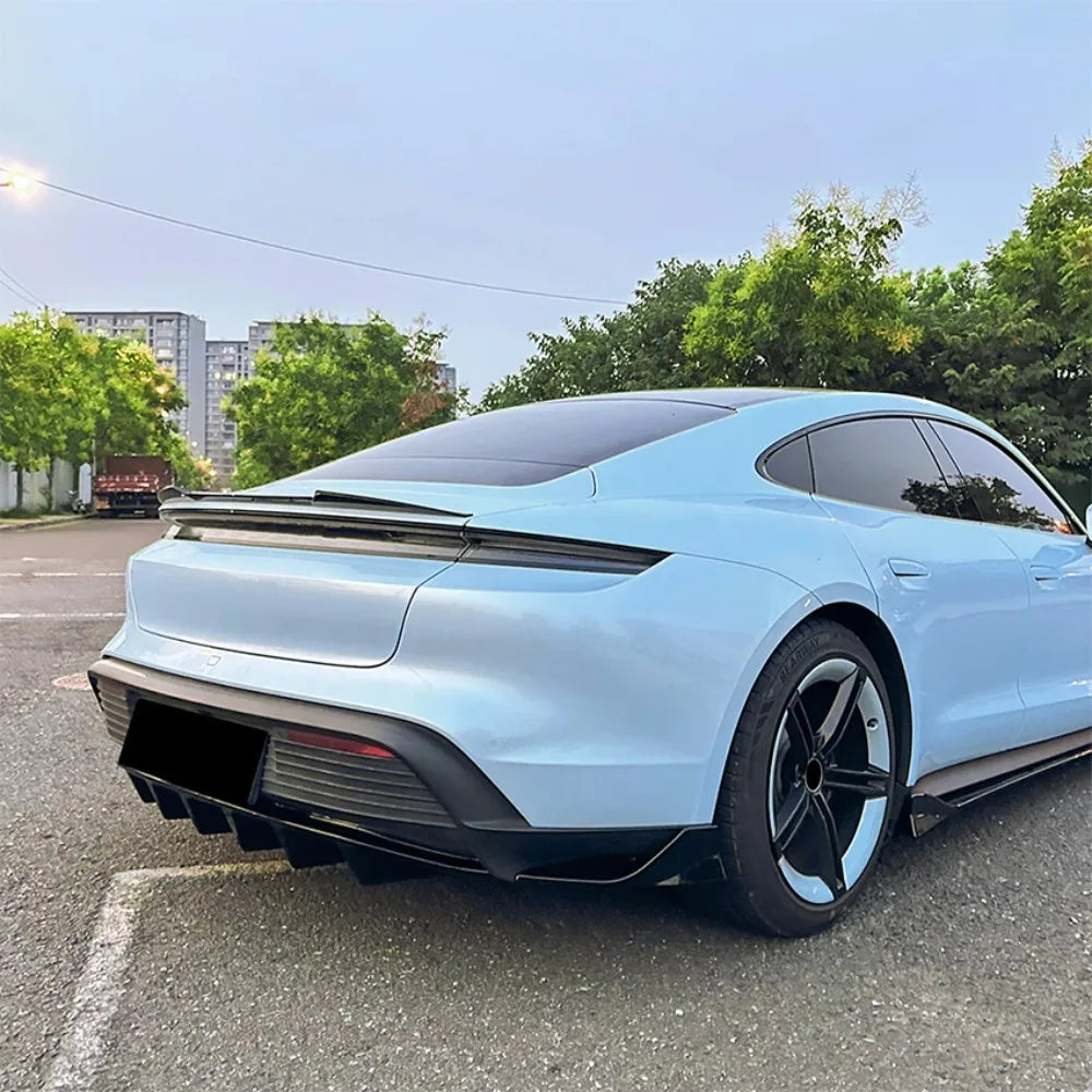 Car Rear Bumper Spoiler Lips for Porsche Taycan 2019-2026  Lower Shovel Skirt Diffuser Splitter Board Auto Accessories Tuning