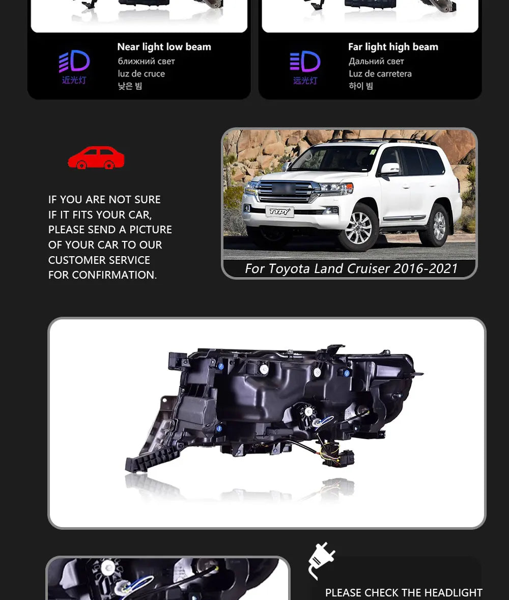 Car For Toyota Land Cruiser Headlight 2016-2021 Upgrade Modified to New DRL Dynamic Turn Signal LED Headlight Auto Accessories