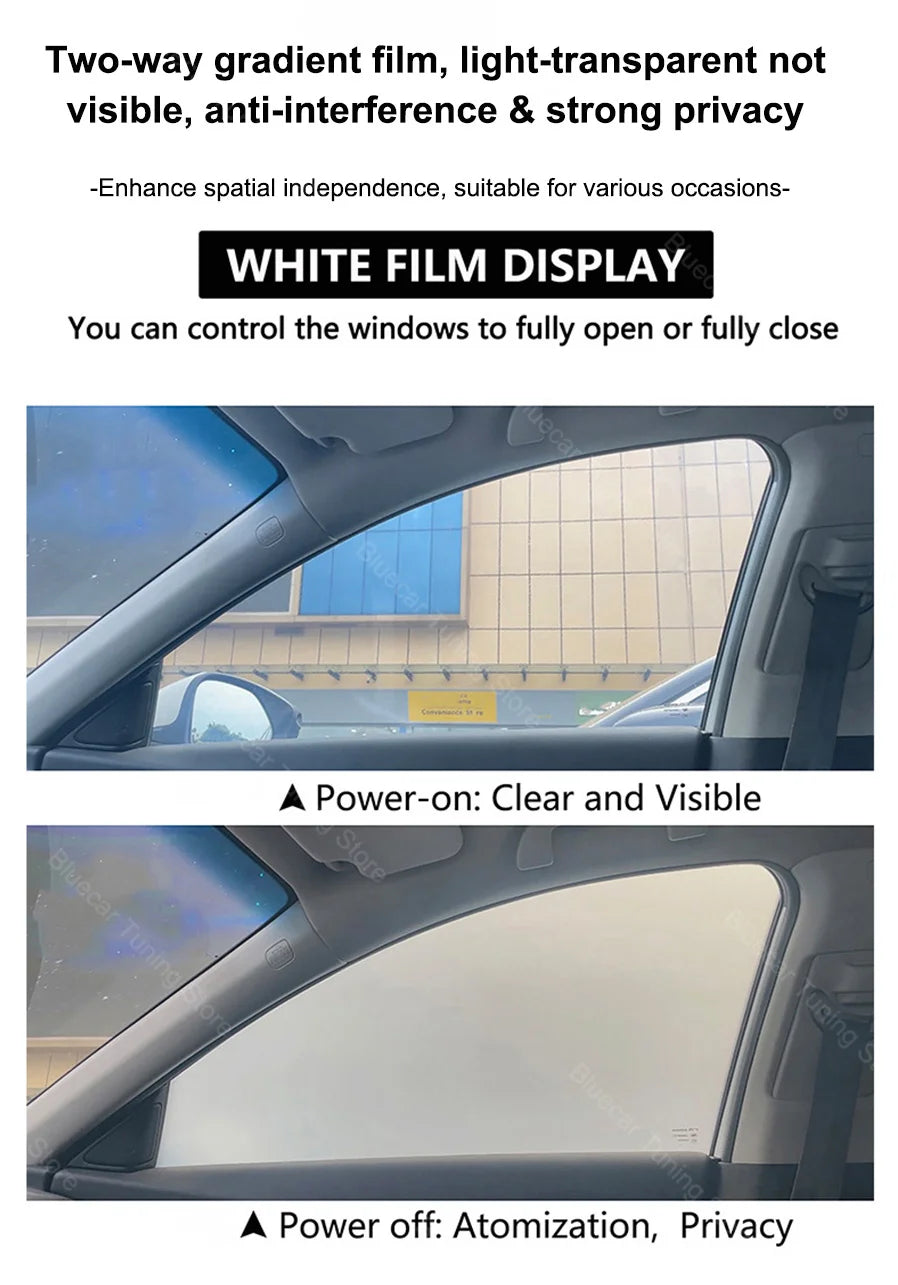 Automotive PDLC Smart Film for Car Windows | Switchable Privacy Glass Tint | Electric Smart Tint Film