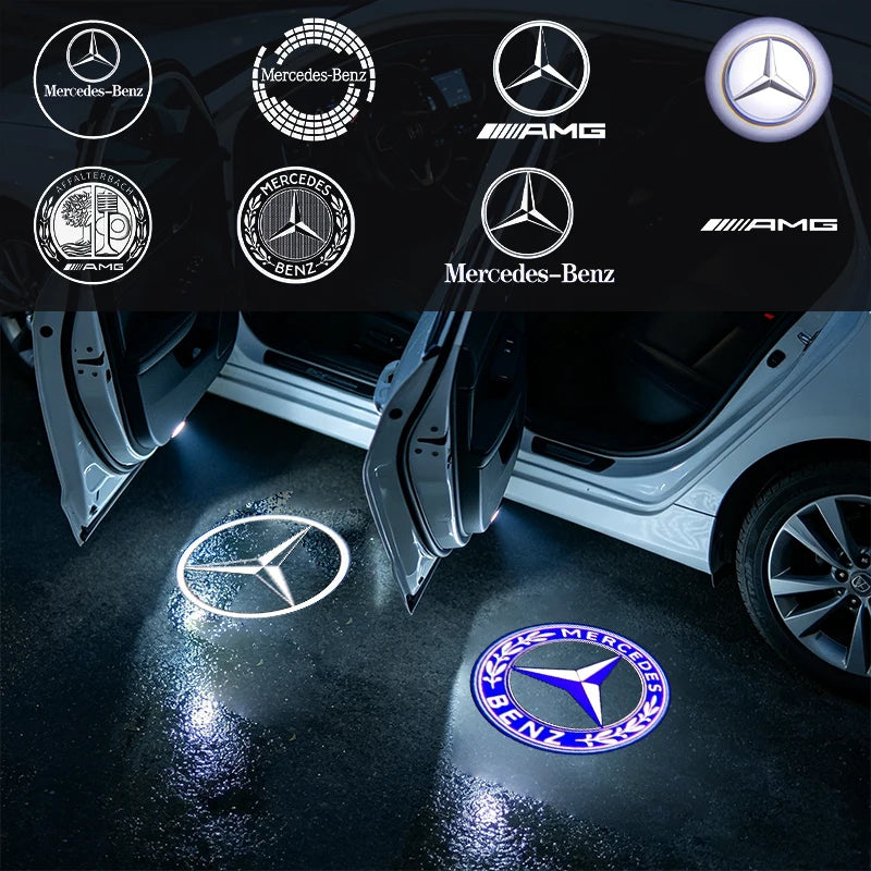 2Pcs Led Car Door Welcome Light Logo Projector For Mercedes Benz W212 W205 AMG ML W166 W176 W177 W213 W246 GLB GLC GLA GLS GLE1