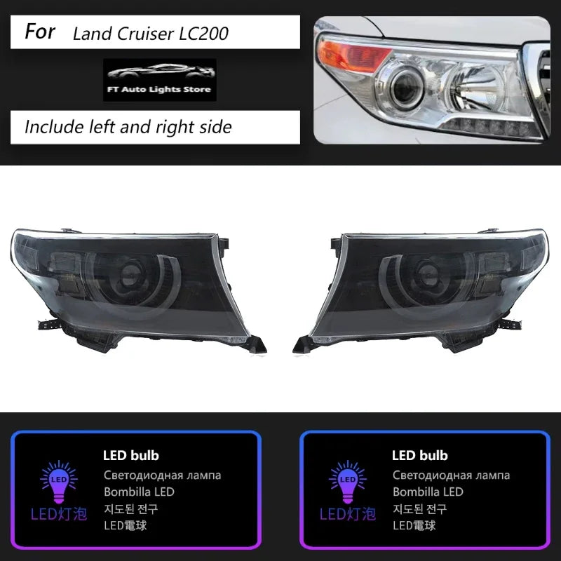FT Car Lights For Toyota Land Cruiser LC200 2007-2015 LED Projetor Headlamp Daytime Running Light Automotive Accessories