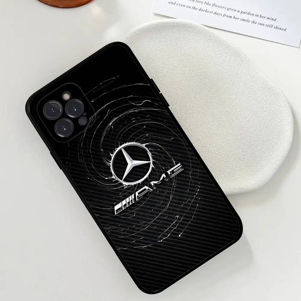Car M-Mercedes-Ben-z-Backs Phone Case For Iphone 17 16 15 14 13 12 11 Pro Max Plus Black Shell Cover Case
