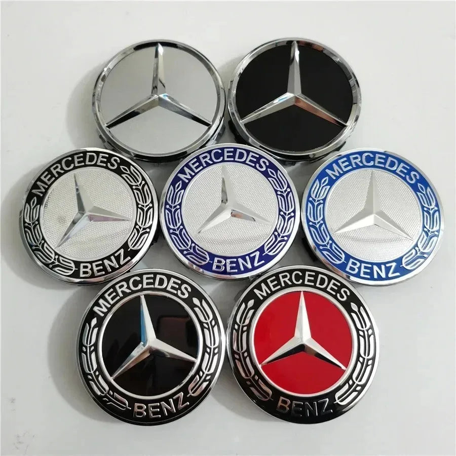 4 Pieces/Set Mercedes Benz AMG Wheel Center Hub Caps 75mm Diameter with Embossed Benz Emblem Tire Rim Covers for W203 W206 W220