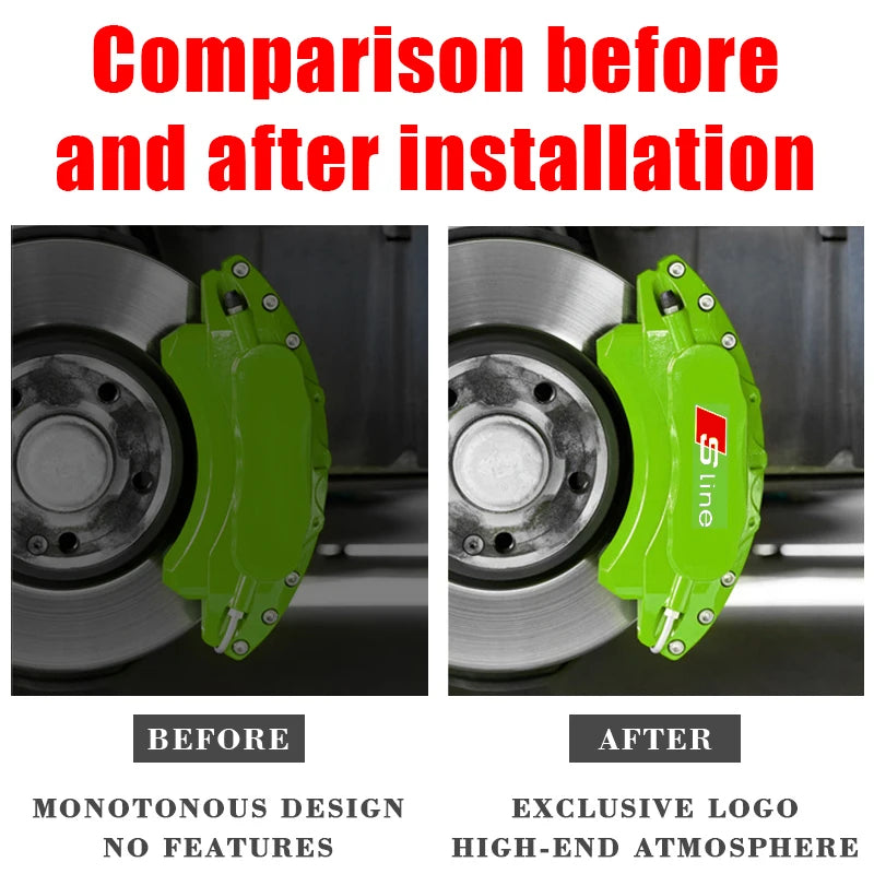 6Pcs PVC Car Brake Caliper Sticker Heat Resistant Decals Auto Accessories for Audi S Line A1 A3 A4 A6 A7 Q3 Q5 Q7 RS3 RS4 S3 S4