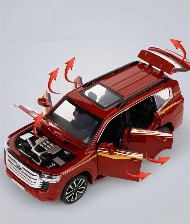 1/32 Toyota Land Cruiser LC300 Prado SUV Alloy Car Model Diecast Metal Toy Off-road Vehicles Car Model Sound and Light Kids Gift