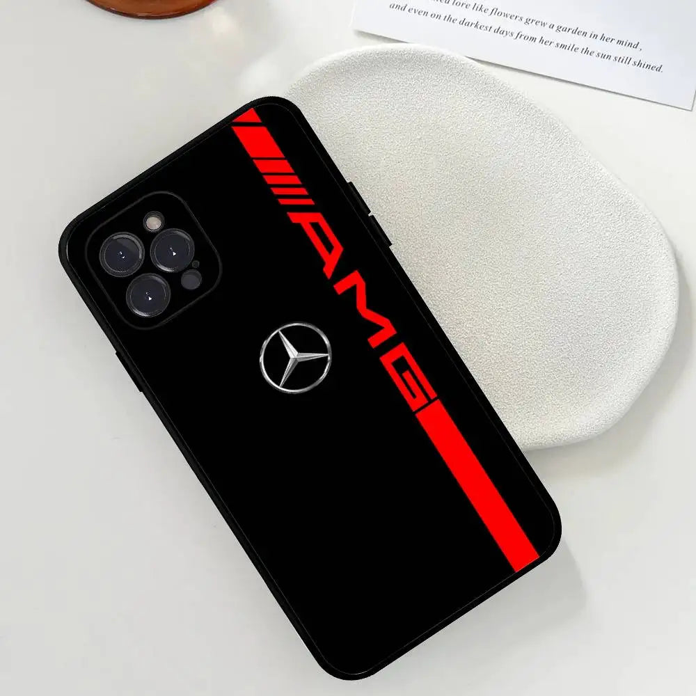 Car M-Mercedes-Ben-z-Backs Phone Case For Iphone 17 16 15 14 13 12 11 Pro Max Plus Black Shell Cover Case