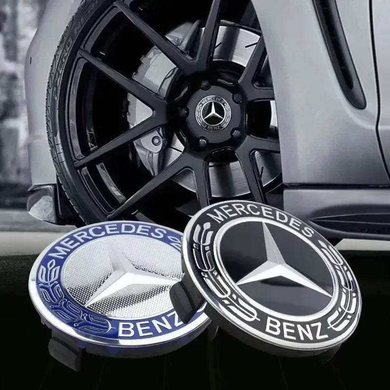 4 Pieces/Set Mercedes Benz AMG Wheel Center Hub Caps 75mm Diameter with Embossed Benz Emblem Tire Rim Covers for W203 W206 W220