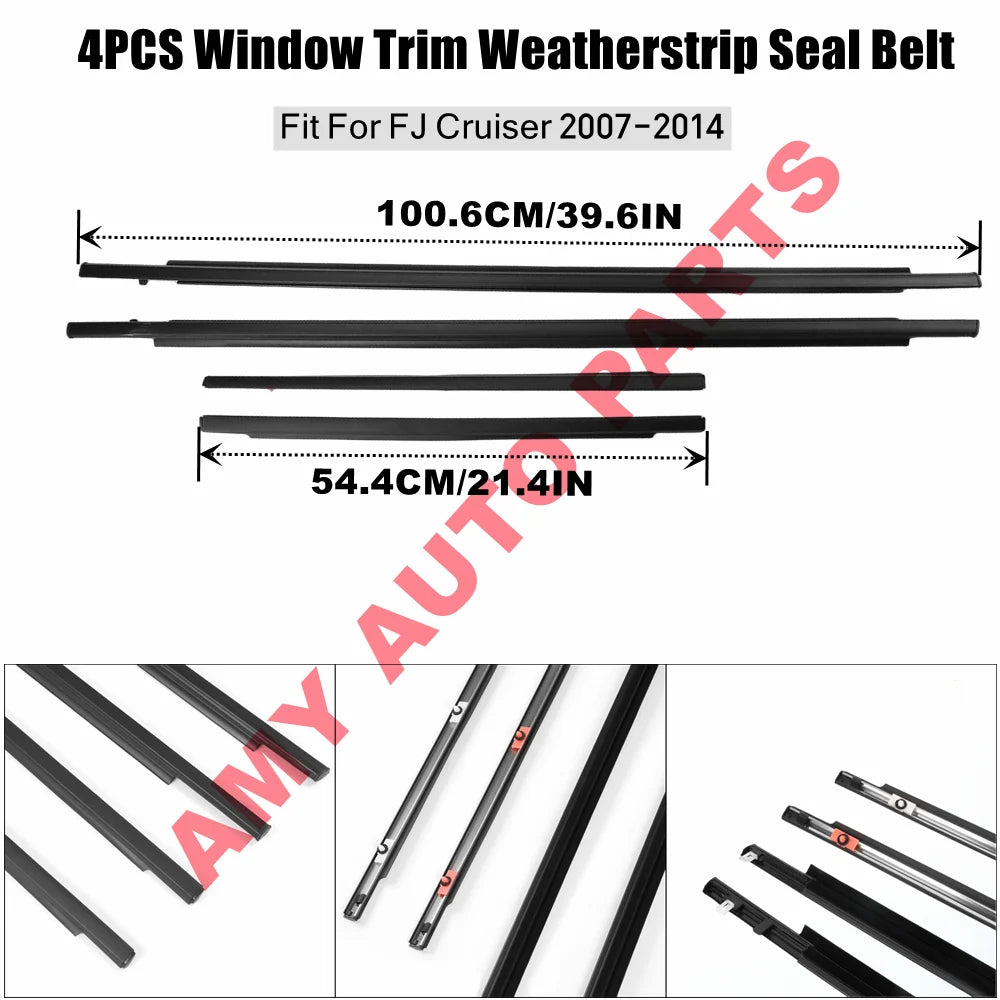 Outer Door Belt Molding Rubber Window Weatherstrip Seal Trim For Toyota FJ Cruiser 2007-2014