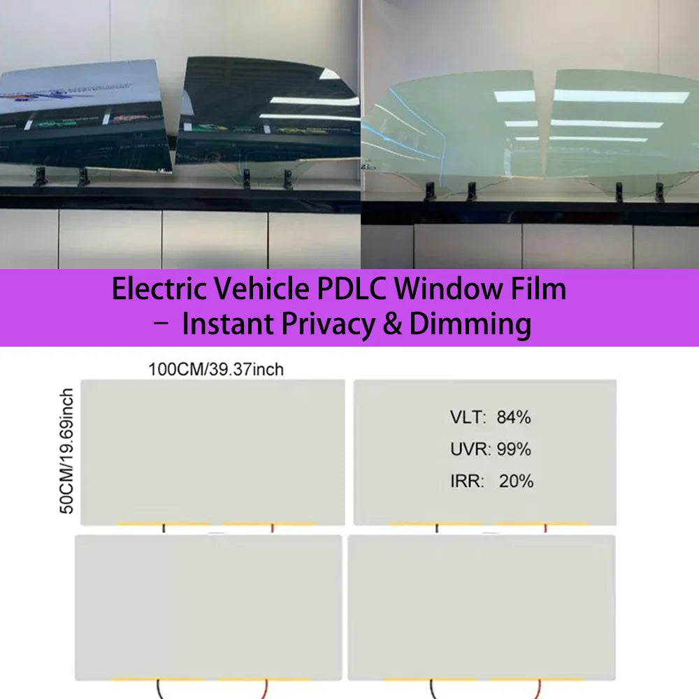 PDLC Smart Privacy Film for Electric Vehicle Windows, Electric Switchable Privacy Glass Tint, Instant Dimming Smart Window Film