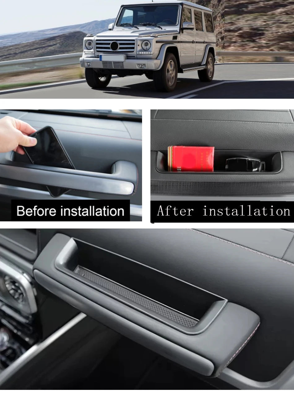My Good Car ABS Car Copilot Seat Storage Box for Mercedes Benz G Class W463 W464 Wagon G500 G55 G63 Tray Case Organizer