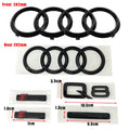 For Audi S Line Q8 2018-2024 4Ring Logo 315mm 230mm ABS Car Hood Front Bonnet Grill Rear Trunk Emblem Badge Stickers Accessories