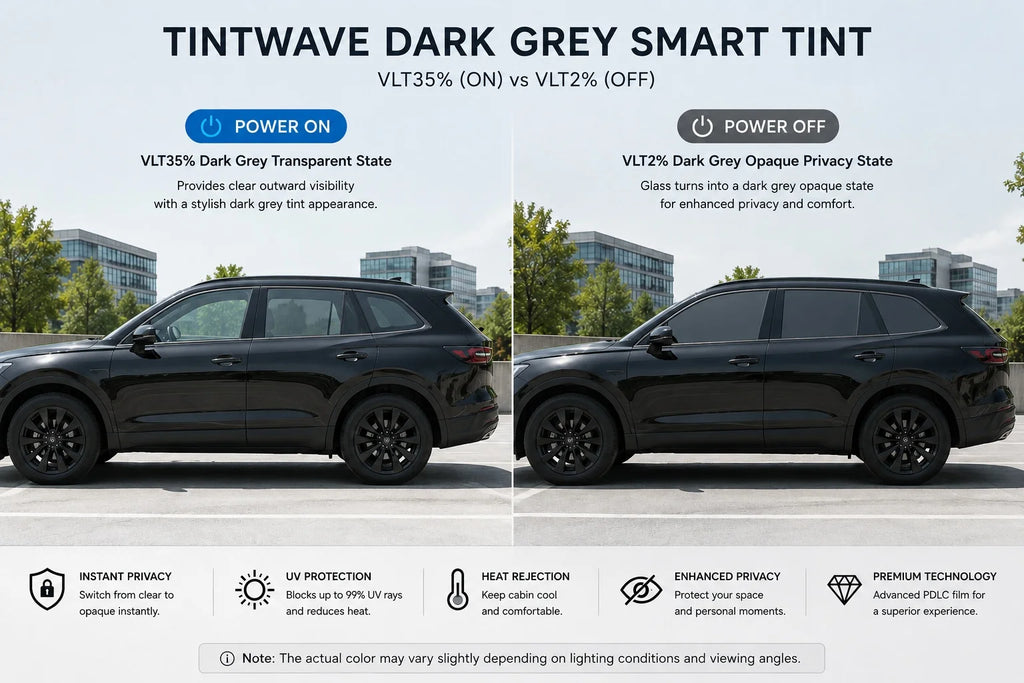 TINTWAVE Smart Tint Film VLT35 Switchable Privacy Window Tint Film Kit for Car Side Windows 2PCS / 4PCS
