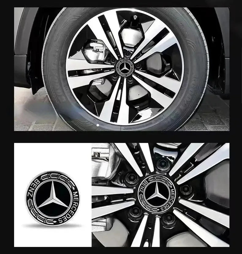 4 Pieces/Set Mercedes Benz AMG Wheel Center Hub Caps 75mm Diameter with Embossed Benz Emblem Tire Rim Covers for W203 W206 W220