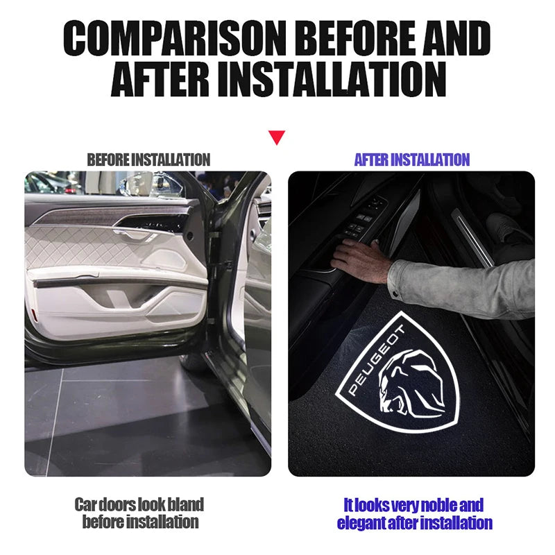 LED Car Door Logo Welcome Light Laser Projector Lamp For Peugeot 408 4008 308 3008 Rifter 5008 508 2008 208 301 RCZ 407 205 105