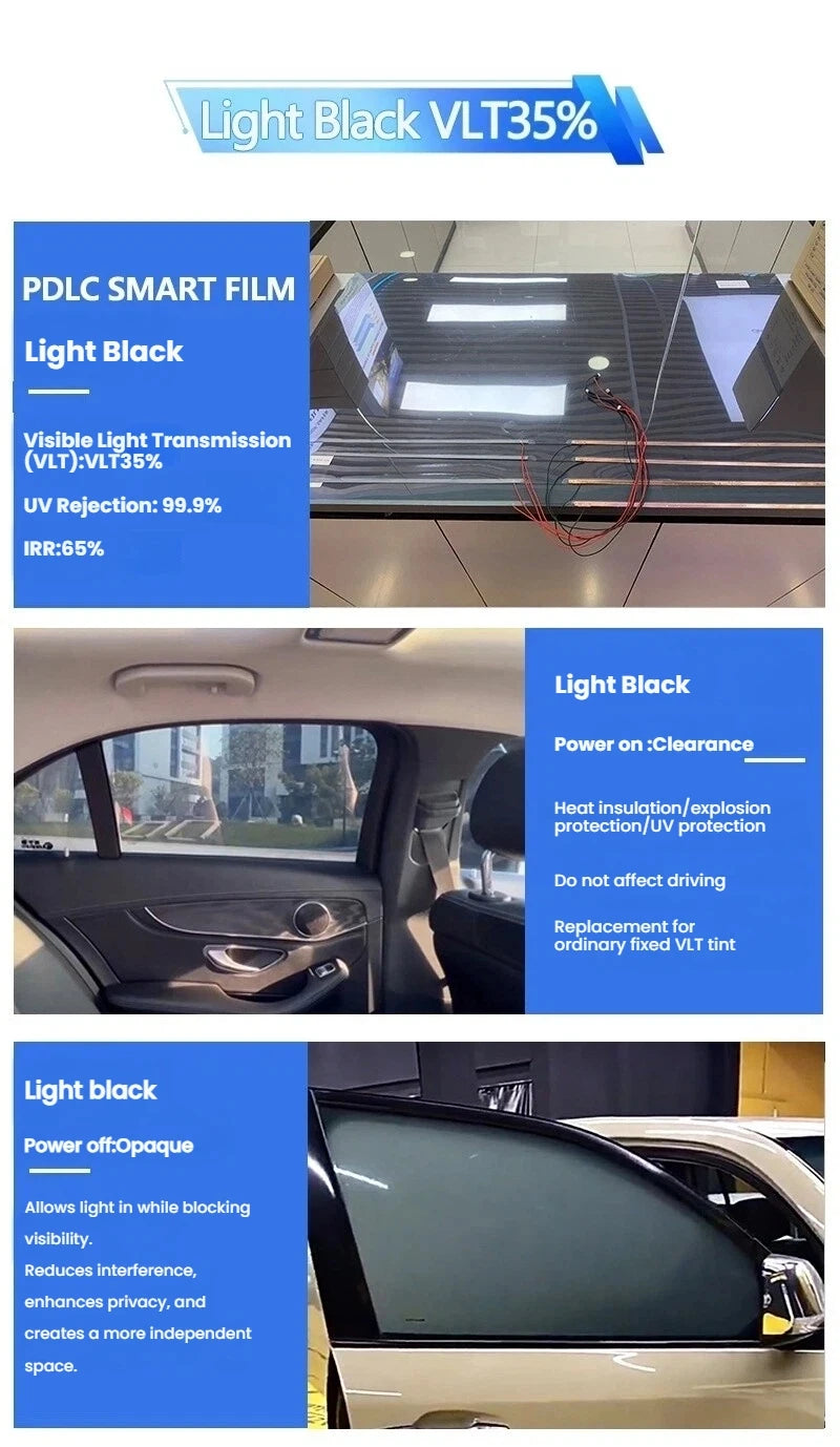 TINTWAVE Smart Tint Film VLT35 Switchable Privacy Window Tint Film Kit for Car Side Windows 2PCS / 4PCS
