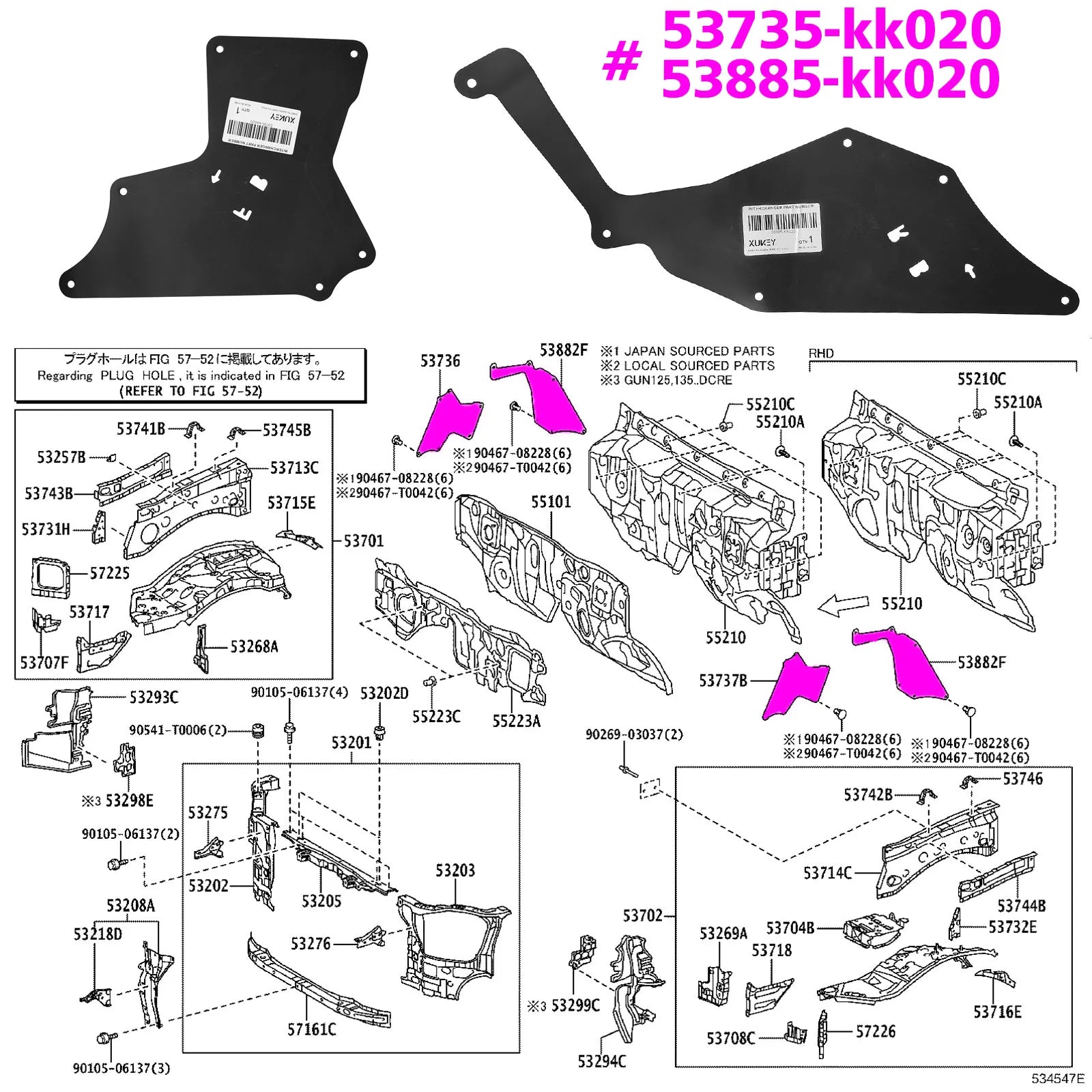 4pcs For Toyota Hilux Fortuner 2015-2024 Front Splash Shield Fender Liner Apron Seal Protector 53883-04020 53735-04070 N150 N160