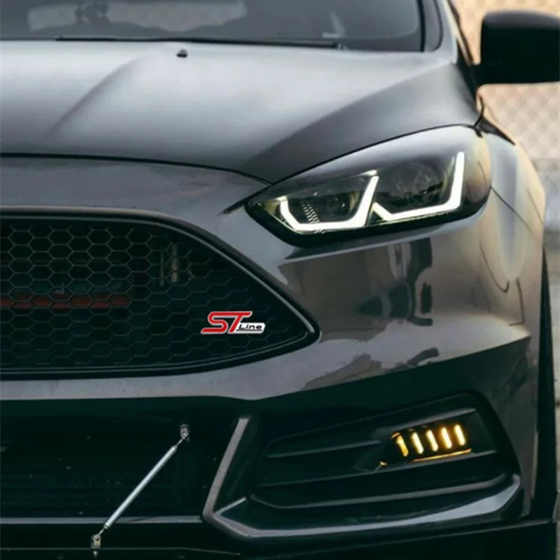 3D Metal ST Line Head Front Grille Car Emblem Badge Chrome Sticker for FORD ST Focus x 2 3 Kuga FIESTA MONDEO Auto Car Styling