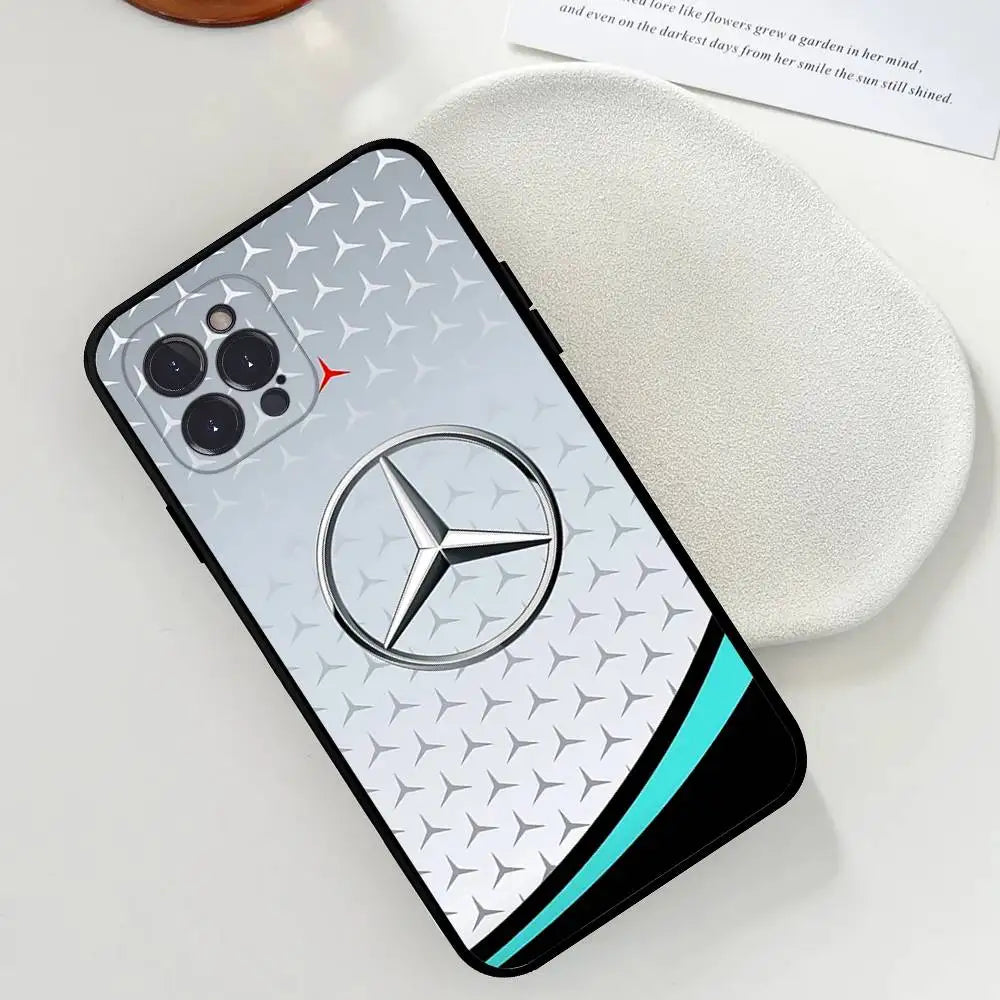 Car M-Mercedes-Ben-z-Backs Phone Case For Iphone 17 16 15 14 13 12 11 Pro Max Plus Black Shell Cover Case