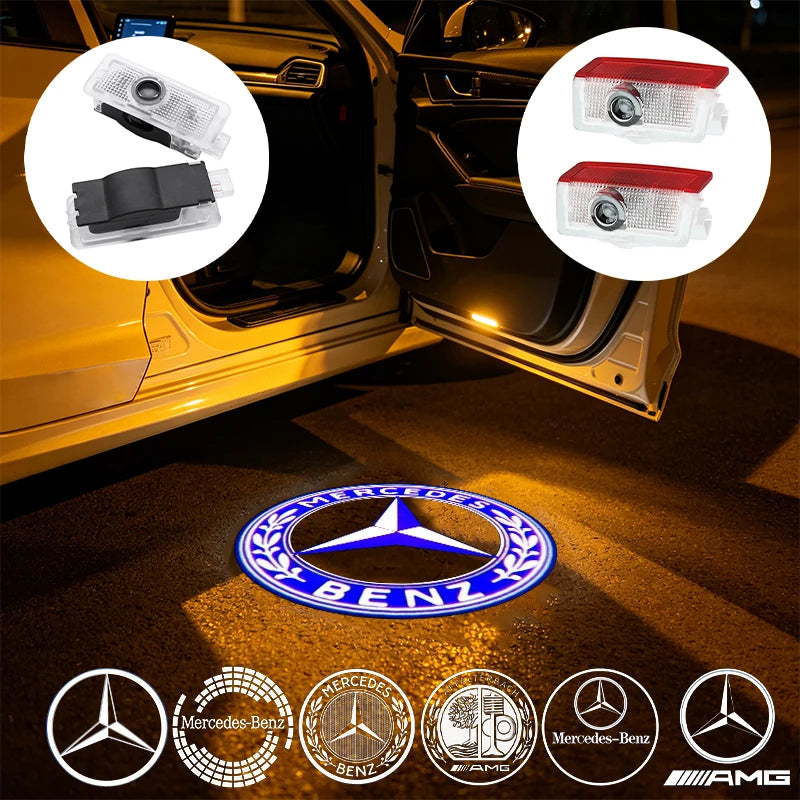 2Pcs Led Car Door Welcome Light Logo Projector For Mercedes Benz W212 W205 AMG ML W166 W176 W177 W213 W246 GLB GLC GLA GLS GLE1