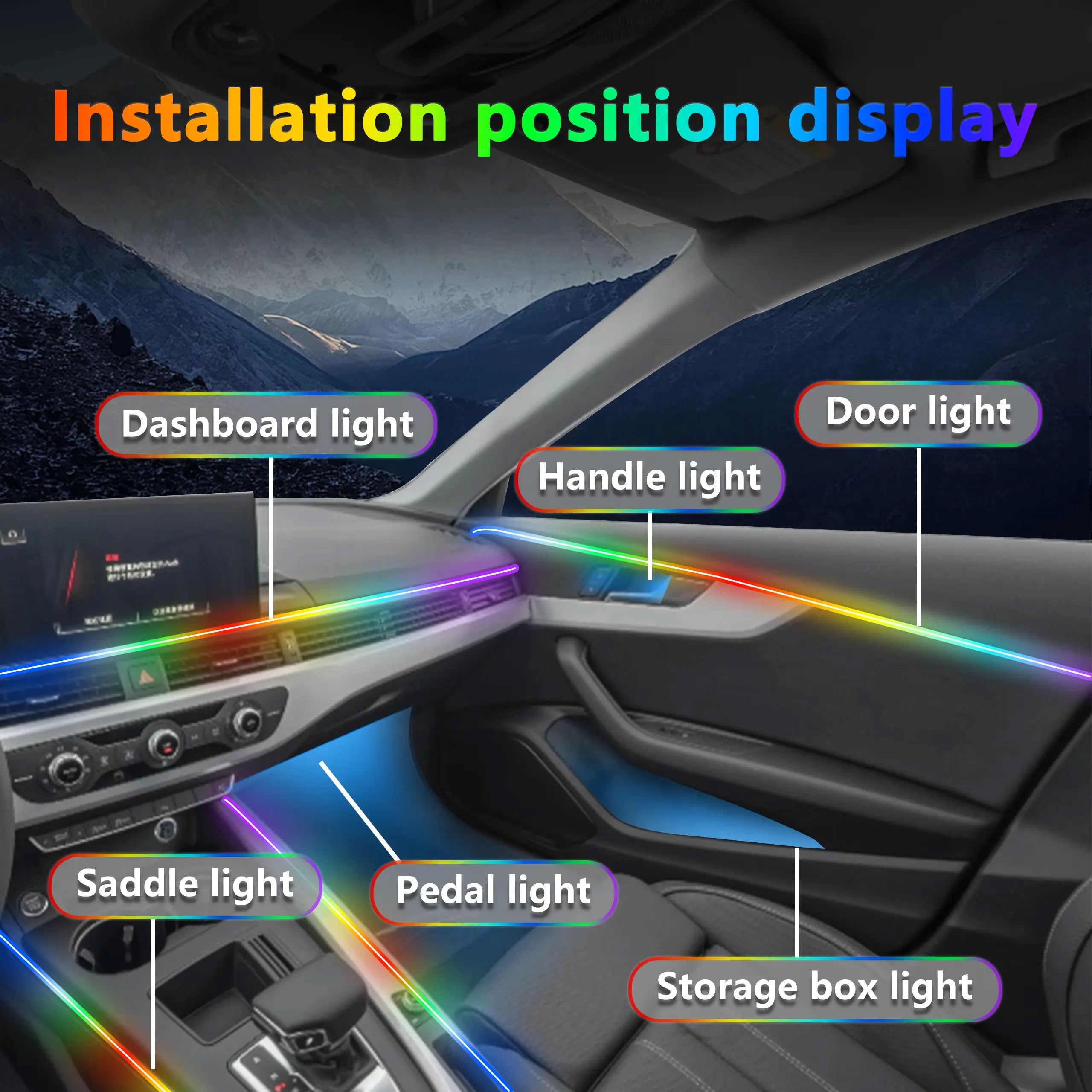 For BMW 5 Ser  G30 G31 G38 2017-2023 Car LED Ambient Lamps Colorful Atmosphere Lights AutoInterior Neon Strip 64 RGB Lighting