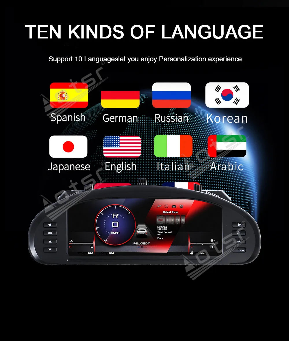 12.3 Inch Car LCD Digital Cluster For Toyota Hilux 2016-2024 Dashboard Virtual Cockpit Instrument Auto Speed Meter Ai Screen