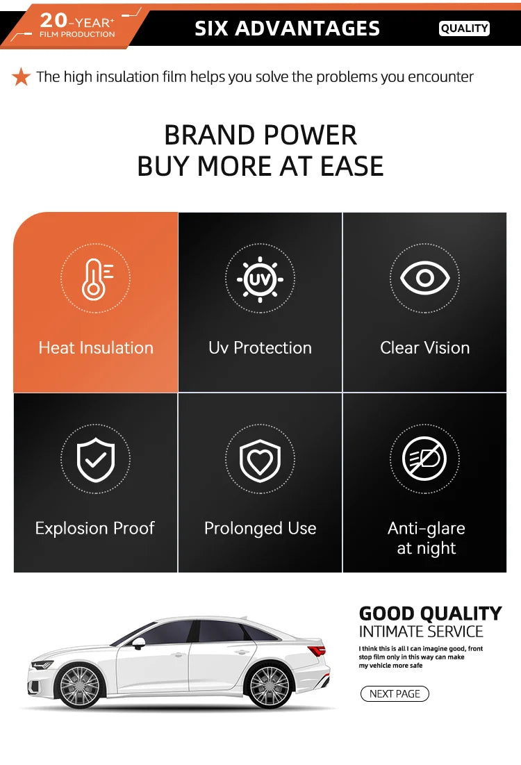 50cmX300cm IR100% Nano Ceramic Film Super Quality High Heat Resistant Car Glass Solar Tint Window Films Protective
