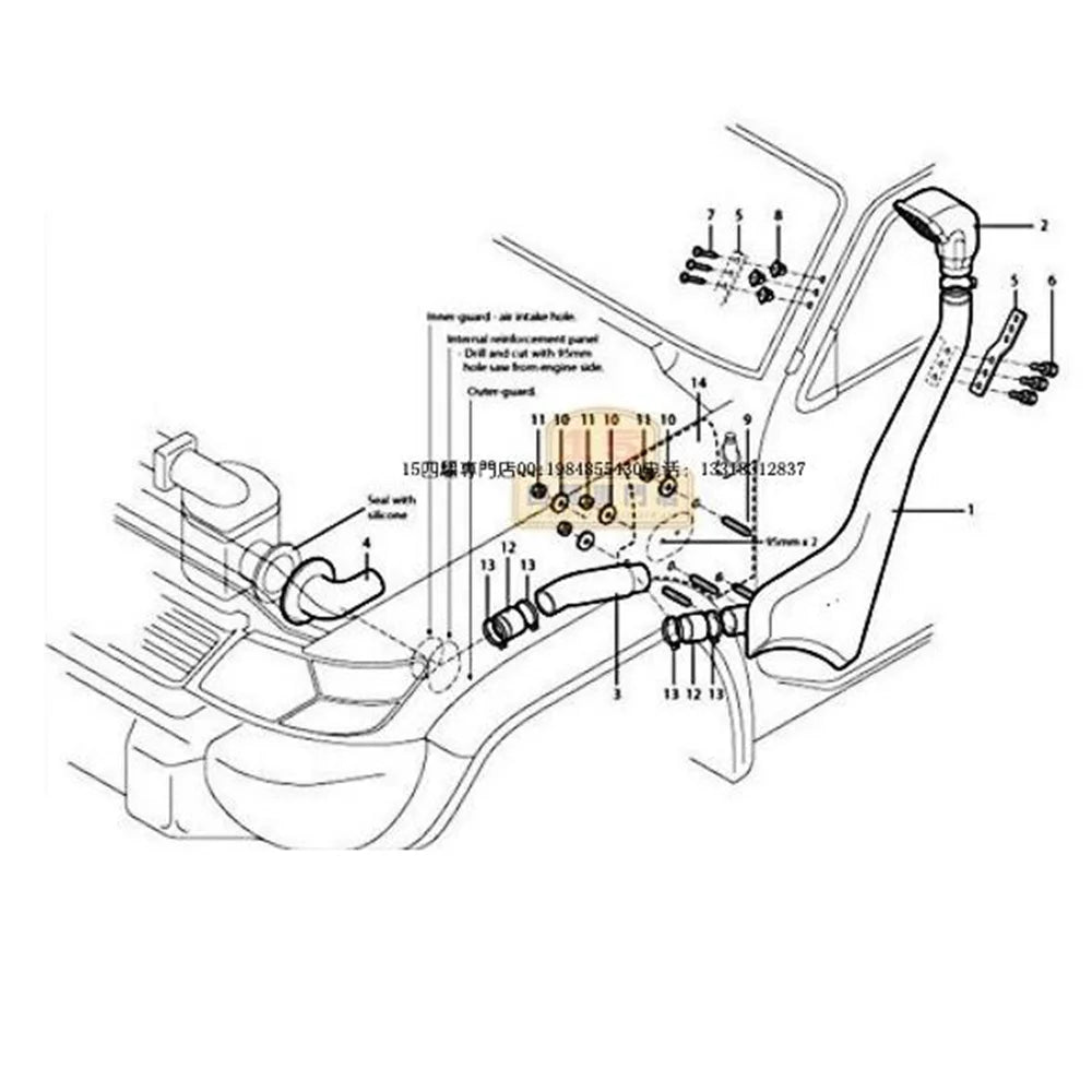 Snorkel Kit for Nissan Patrol GU Y61 Y61A Y61B 1997-2002 LLDPE Air Intake 4x4 Off-Road Accessories