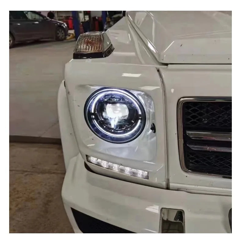 For Mercedes-Benz G-Class W463 G500, G63, G350, G65, G55 Modified With Geometric Headlights, Blackened Old Model Upgraded To New