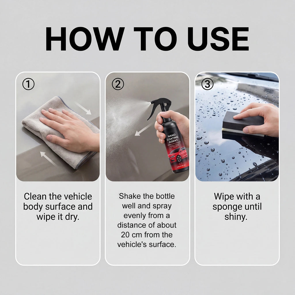 Universal Auto Graphene Nano Ceramic Coating Complete Kit, Professional Car Paint Polishing Brush, Ultra Shiny Finish, Long Last
