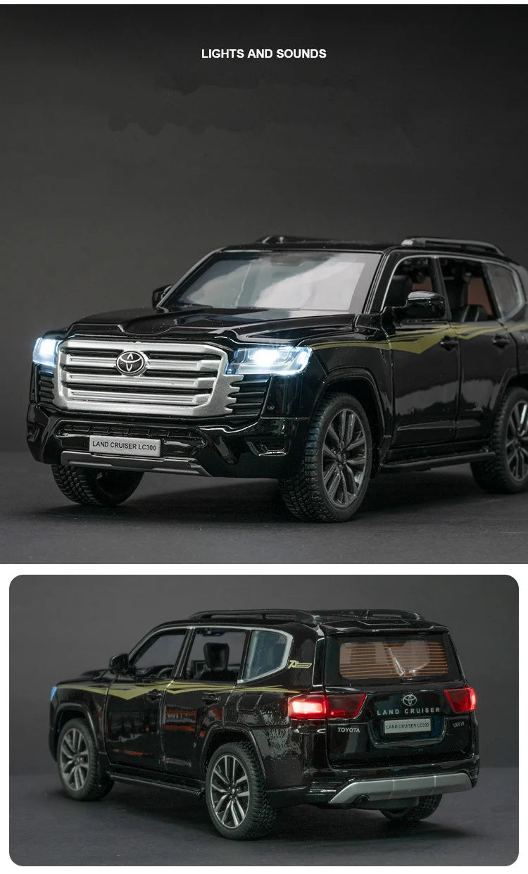 1/32 Toyota Land Cruiser LC300 Prado SUV Alloy Car Model Diecast Metal Toy Off-road Vehicles Car Model Sound and Light Kids Gift