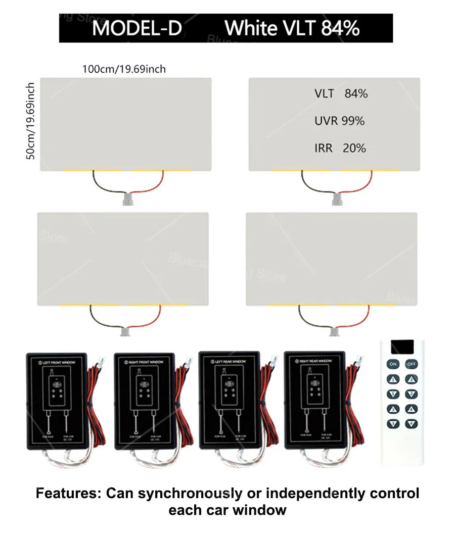 Automotive PDLC Smart Film for Car Windows | Switchable Privacy Glass Tint Independent control for four windows