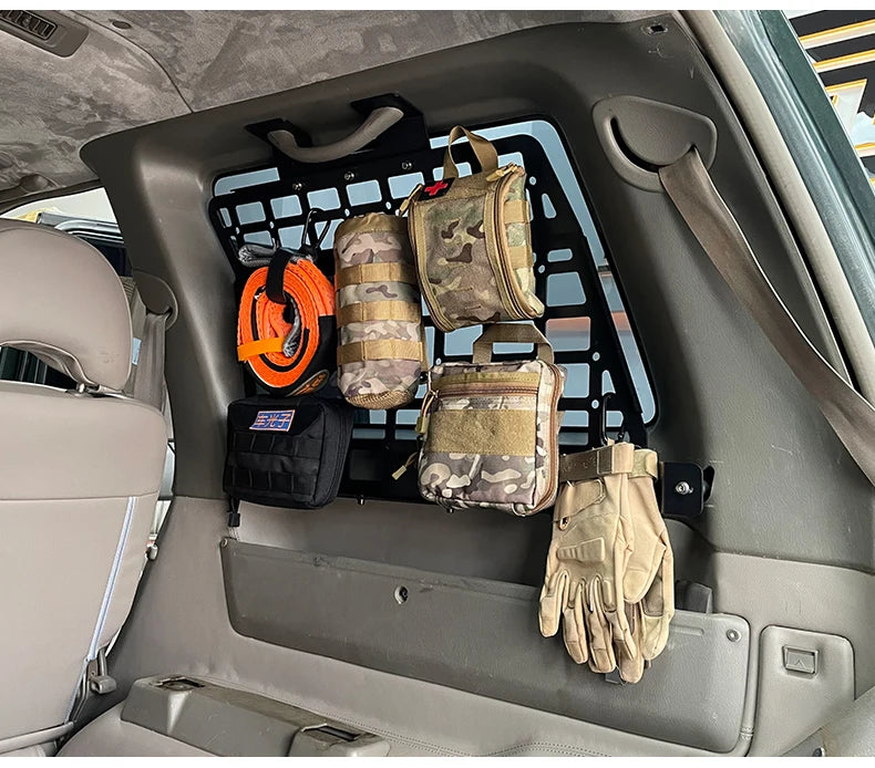 For Nissan Patrol Y61 1997-2016 5dr Accessories Storage Panel Rear Trunk Debris Rack Car-Styling MOLLE Storage Panel Organizer