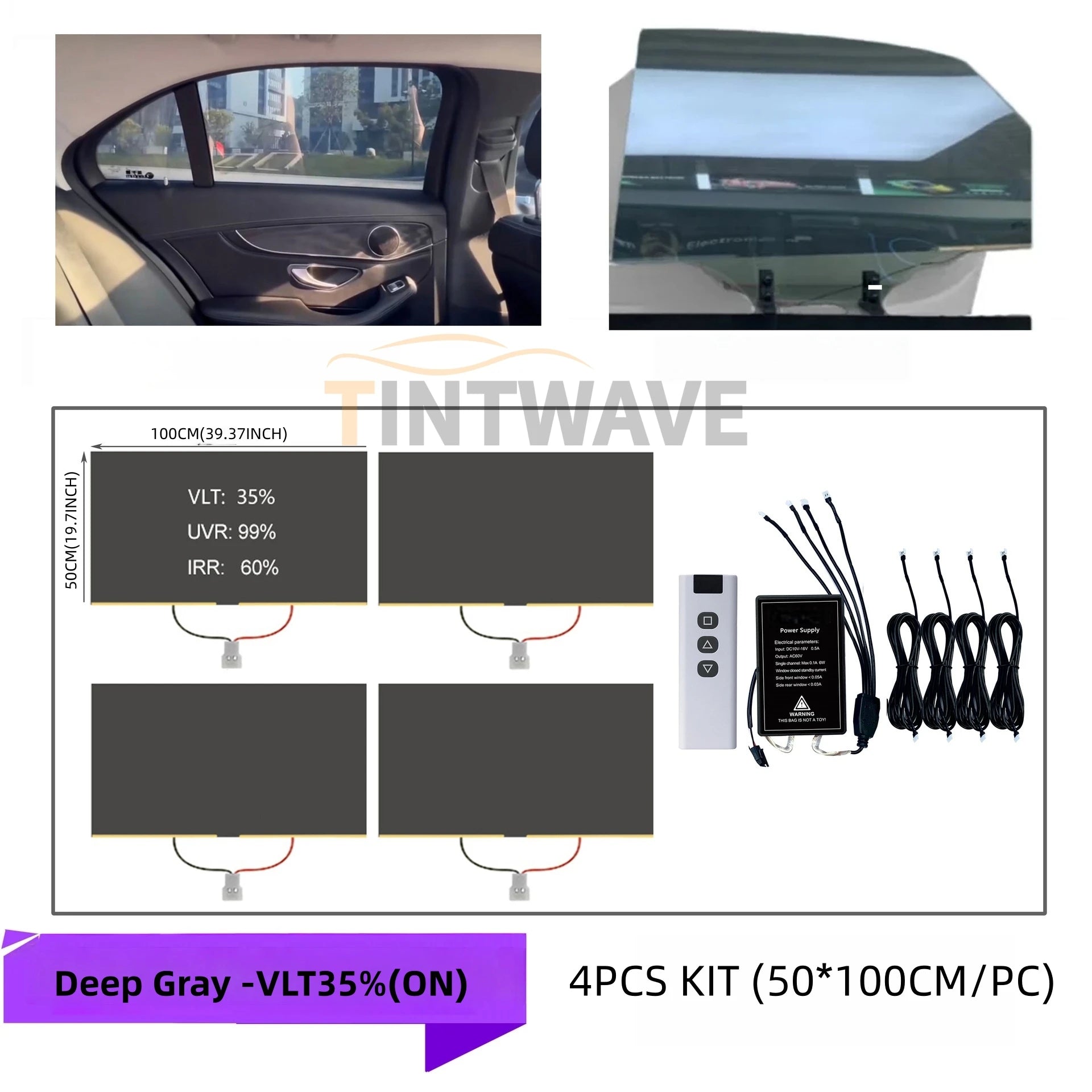 TINTWAVE Switchable Smart Tint Auto Window Dimming Film Heat UV Block Car Tint