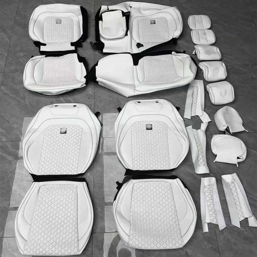 Luxury G-Wagon Full Set Leather Seat Cover Interior Wrapping Kit for  G Class W463 W464 W465 Custom Car Accessories