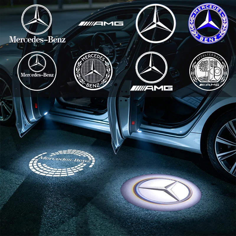 2Pcs Led Car Door Welcome Light Logo Projector For Mercedes Benz W212 W205 AMG ML W166 W176 W177 W213 W246 GLB GLC GLA GLS GLE1